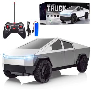 1:24 RC Cybertruck Pickup 4WD Off-Road Remote Control Car 27Mhz High-Speed Dual Motor Truck with LED LightsGift for Boys Kids