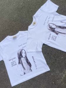 Pure Cotton Short Sleeve T-Shirt Womens Casual Retro Print Comfortable Breathable Summer Fashion round Neck Top for Teens