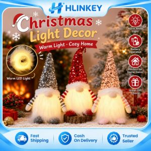 Hlinkey 30cm ánh sáng lên Người lùn giáng sinh búp bê Sequins hat Đèn Ngủ Led trang trí Giáng sinh cho bàn nội thất kệ trang trí để bàn Quà tặng màu đỏ màu hồng grey