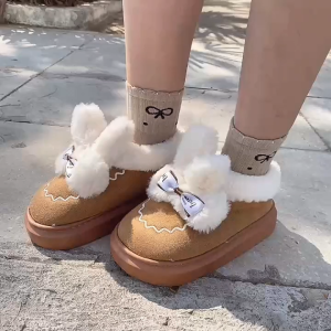 Giày cotton đế dày lông thỏ bông tuyết giày bốt đi ngoài trời mùa đông ấm áp (TĂNG SIZE)