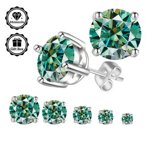 LAMVOICE Jewelry for Women/Stud Earrings with 0.2-4 Carat Aquamarine Moissanite Hypoallergenic Earrings Christmas Gift for