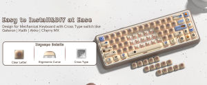 WOMIER 125 Key Milk Cat MOG Profile Five Sides Dye Sublimation PBT Keycaps Custom Rounded Cute Keycaps for Cherry MX Switches Gaming Keyboard