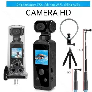 Camera Hành Động Bỏ Túi 4K Ultra HD Với Góc Quay 270 Độ ° Ống Kính Có Thể Xoay Wifi Vlog Mini Sports Cam Vỏ Chống Nước Cho Mũ Bảo Hiểm Du Lịch Xe Đạp Lái Xe