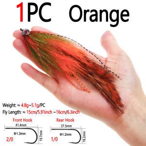 5.91inch Long Articulated Big Fish Streamer Baitfish Fly Flash Grizzly Saddle Hackle Bait Trout Pike Musky Bass Sea Fishing Lure