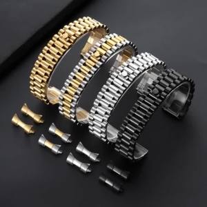 20/21/22mm Three Beads 304 Metal Curved End Watch Band men women for Rolex DATEJUST Jubilee Stainless Steel Bracelet Accessories