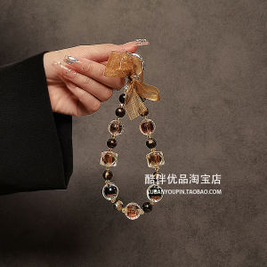 Creative Beaded Handbag Keychain Mobile Phone Case Car Key Holder Fashionable Short Lanyard with Clip Trendy Accessories