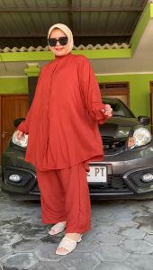 ONE SET LD 160 SUPER JUMBO CRINKLE CEY / ASNAL SETELAN WANITA POLOS MUAT BB 100-140 KG / SET 7L 7 XL