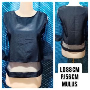 ATASAN BLOUSE WANITA NAVY JARING 519
