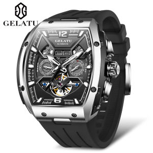 GELATU | Đồng Hồ Cơ Nam Thời Trang Hình Thùng Phuy Mặt Số Lớn Phát Sáng