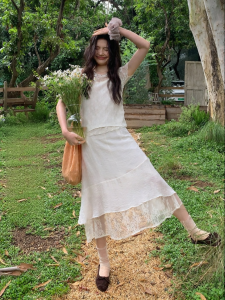 Mixd | Elegant Lace Splicing A-Line Skirt Summer