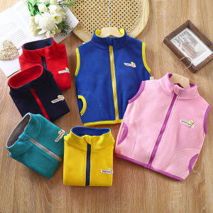 Childrens clothing fall and winter shaker vest boys and girls sleeveless cardigan thickened padded warm vest solid color zipper