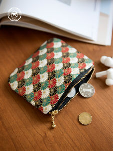 Korean Japanese Style Cotton Fabric Coin Storage Bag Womens Handheld Zipper Wallet Cartoon Hundred Yuan Cash Coin Pouch