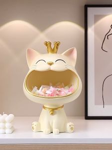 ถาดใส่กุญแจรูปแมวปากใหญ่ แฟชั่น น้ำหนักเบา ของตกแต่งบ้าน ของขวัญขึ้นบ้านใหม่ สไตล์หรู