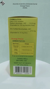 Enhanzee Ascorbic Acid+Zinc Vitamin and Mineral Syrup 250 ml