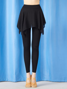 Zodoffy Womens Salsa Dance Trousers Modal Nine-Point Mesh Training Body Skirt Black for Adults Fitness Yoga Sports Pants