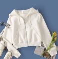 SWEATER CROP TOP JAKET ZIPPER WANITA. 