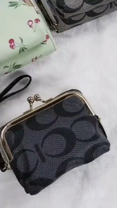 womens short double C wallet large capacity multi-card card holder wallet integrated detachable