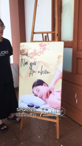 Tranh Spa trị liệu Tranh đông y Tranh treo tường Spa nơi gửi an nhiên thư thái khi massage đông y tráng gương SPQC120