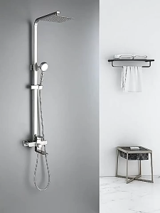 IUGA 304 Stainless Steel Shower Set with Rainfall 3 in 1 Universal Hot and Cold Bathroom Shower Set