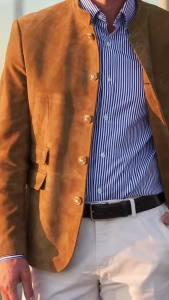 Áo Blazer Nam Phong Cách Retro Da Lộn Thời Trang Công Sở Trang Phục Thông Thường Dự Tiệc Cưới Trang Phục Chuyên Nghiệp Kiểu Dáng Đơn Hàng Nút Chất Liệu Polyester Viscose
