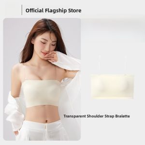 MiiOW | Wireless Strapless Bralette Womens Small Chest Gathered Anti-Slip Smooth Summer Thin Wrap Chest Bra Underwear Nylon Material