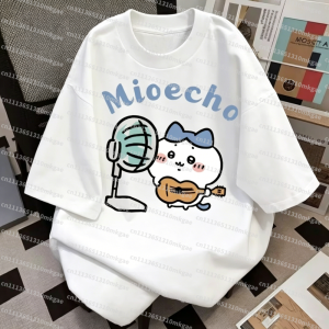 52TOYS | Kawaii Chiikawa Hachiware Guitar Singer T Shirt Men Women t-shirt Breathable Short Sleeve Tee Street Fashion Kids Summer Tops