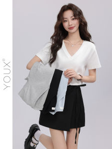 YOUXIANG | Áo Thun Nữ Đơn Giản Mùa Hè V-Neck