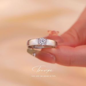 Engagement Wedding Rings Couple Style Simulated Diamond Rings Womens Simple Fashion 6-Claw Zirconia Open Rings Jewelry
