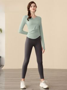 ชุดโยคะแขนยาว Bosoar สำหรับผู้หญิง ชุดออกกำลังกายวิ่ง��เช้า ชุดออกกำลังกายในร่ม ชุดโยคะสำหรับฤดูใบไม้ร่วงและฤดูหนาว