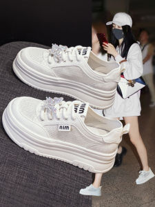 Womens Casual Breathable Mesh Sneakers Thick Bottom Platform Soft Sole Summer New Style Increased Height Flat Footwear