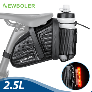 NEWBOLER Waterproof Bicycle Saddle Bag MTB Road Bike Seat Bag With Kettle Rack Bicycle Tool Holder Bag Bicycle Accessories