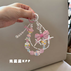 ห้อยกระเป๋าโบว์ผีเสื้อสีชมพูสำหรับฤดูใบไม้ผลิและฤดูร้อน ลูกปัดตกแต่งกระเป๋าหนังสือสไตล์เกาหลี INS สำหรับเด็กผู้หญิง