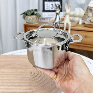 Mini 304 Stainless Steel Saucepan Double Ear Baby Food Auxiliary Baking Pot 10cm Suitable for Gas And Induction Cooktops