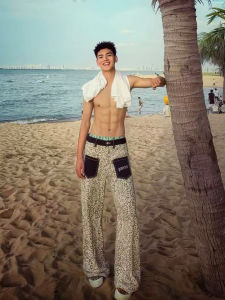 ZHUOCAN | High Street Leopard Print Wide Leg Jeans For Men