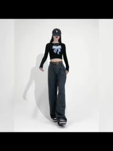 Quần tây nữ dáng suông dài 100cm ống rộng cạp cao khuy giữa vải ruby mềm đẹp mã Q09