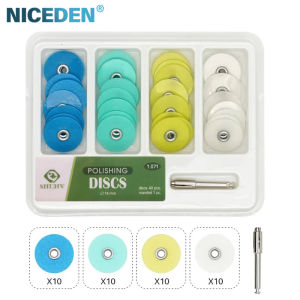 NICEDEN Dental 40Pcs/Box Dental Polishing de polimento Discs Gross Reduction Contouring Mandrel Stripes Set Dental Materials for Ceramics and Glass Ionomer Restorations