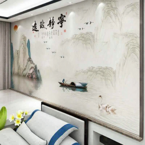 New Chinese Style Retro Landscape Wallpaper Silk Texture