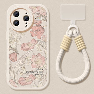 เคสโทรศัพท์มือถือ Redmi K80 Ultra แบบหนังแพะ สายคล้องคอ ลายดอกไม้ ป้องกันการตกหล่น ดีไซน์เรียบง่าย ดีไซน์เก๋ไก๋