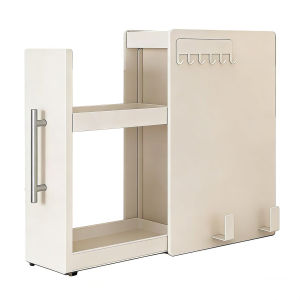 Kitchen Narrow Side Countertop Storage Rack with Handle & Hooks Narrow Steel Kitchen Cabinets for Bathrooms Pantry Under Sink