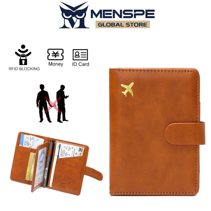 MENSPE Men Wallet RFID Card Case Soft PU Wallet Business Wallets Passport  Holder Coin Bag Zipper Multi-Card Position ID Credit Cards Holders Solid