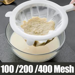 100/200/400 Mesh Kitchen Ultra-fine Mesh Strainer Kitchen Nylon Mesh Filter Spoon for Suitable for Soy Milk Coffee Milk Yogurt