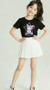 Kaos Katun Kuromi Lengan Pendek Motif Karakter Usia 1-14 Tahun