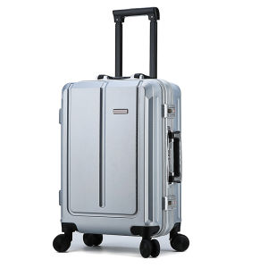 Business Aluminum Frame Luggage 24 Inch Carry-On Suitcase for Men And Women Travel Bag with Lock And Wheels Polyester Lining