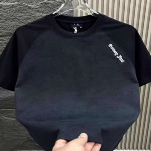 Stylish Gradient Short Sleeve T-Shirt Casual Sporty Mens Summer 2025 Fashionable round Neck Cotton Blend Printed Tee