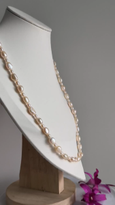[ Woosilver ] Vòng Cổ Trai Ngọt Oval Baroque Ánh Hồng Cam - Secondhand - NTN174