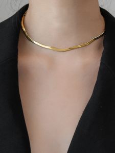 Non-Fading Gold Snake Bone Necklace Womens Summer Fashion Jewelry Lockbone Chain Titanium Steel Cross Crown Roman Numeral