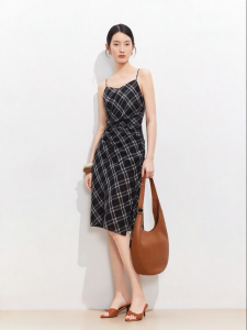 Vero Moda | Summer 2026 New Lyocell Wool Blend Plaid Slit Camisole Dress