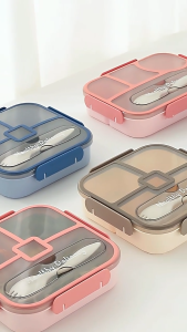 Eatkit Lunch Box Kotak Bekal Bento Set Bersekat Kotak Makan Siang Anak Sudah Ada Seal dan Alat Makan