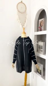 SWEATER KAYLE TOP KNIT OVERSIZE BATWING - SWEATER WANITA GARIS-GARIS VIRAL KEKINIAN - TUNIK RAJUT - BAJU ATASAN WANITA FASHIONABLE
