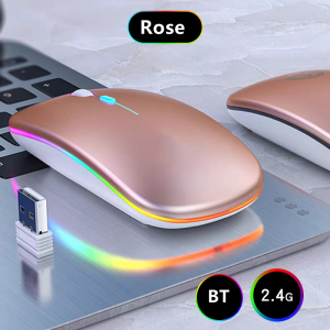 Wireless Mouse Bluetooth-Compatible Gaming Mouse (Dual Mode:BT+2.4Ghz) Ergonomic Rechargeable Mice for PC/Laptop/Macbook 